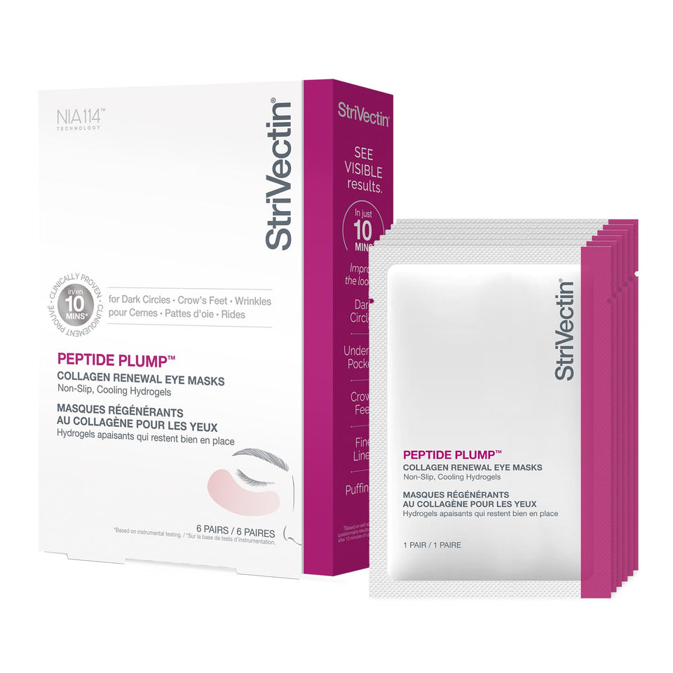 StriVectin front packaging showing six pairs and benefits