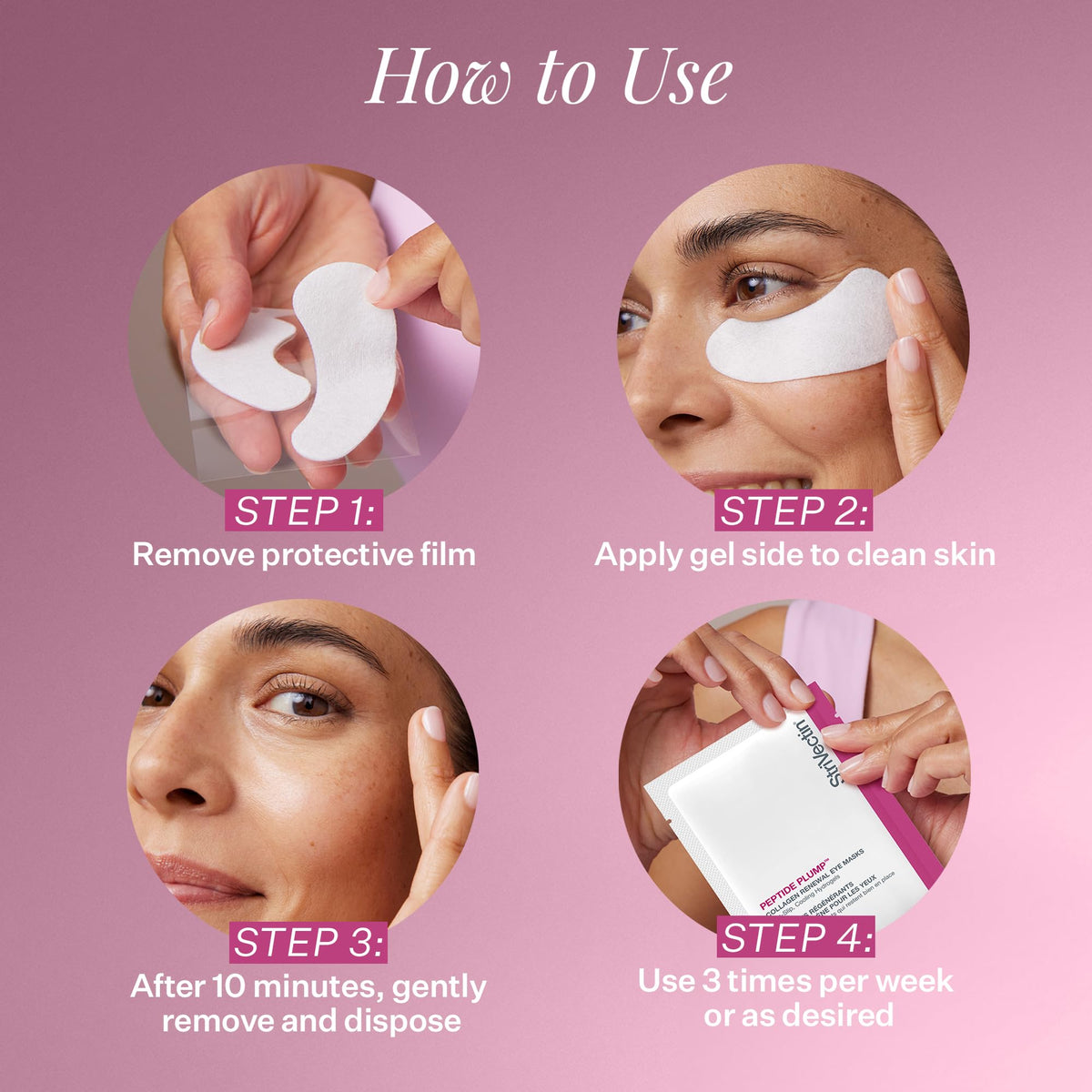 StriVectin close-up of one eye mask pair and precise fit benefit