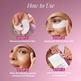 StriVectin close-up of one eye mask pair and precise fit benefit