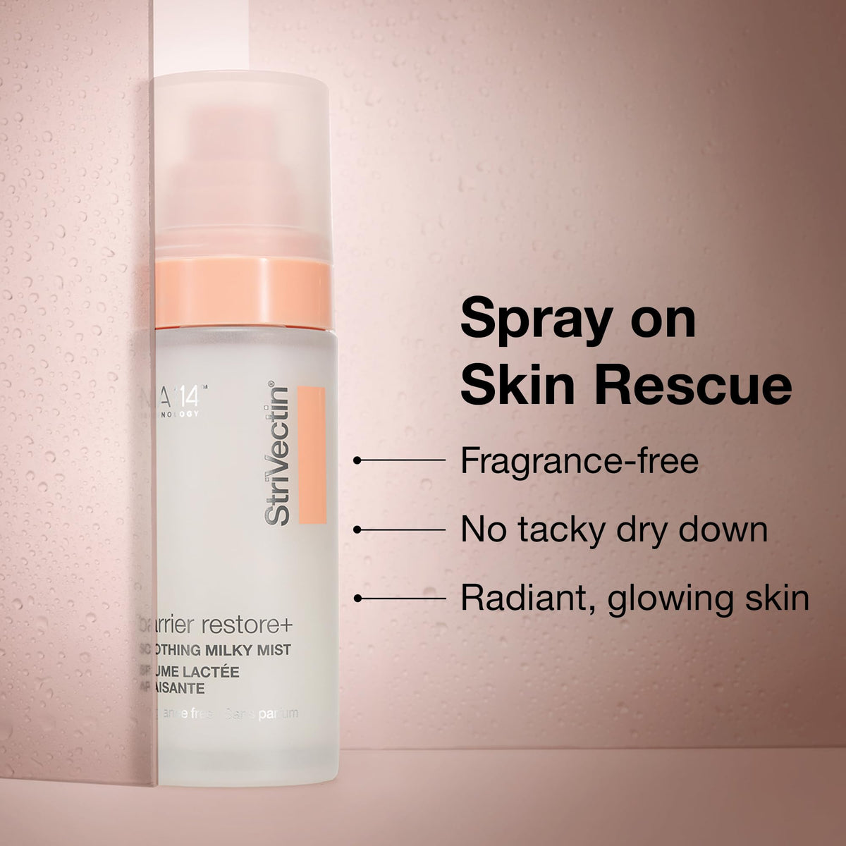 StriVectin milky mist texture close-up illustrating lightweight feel and quick absorption