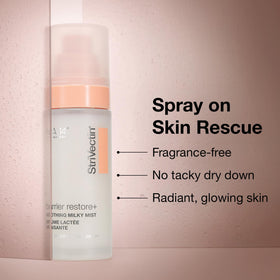 StriVectin milky mist texture close-up illustrating lightweight feel and quick absorption