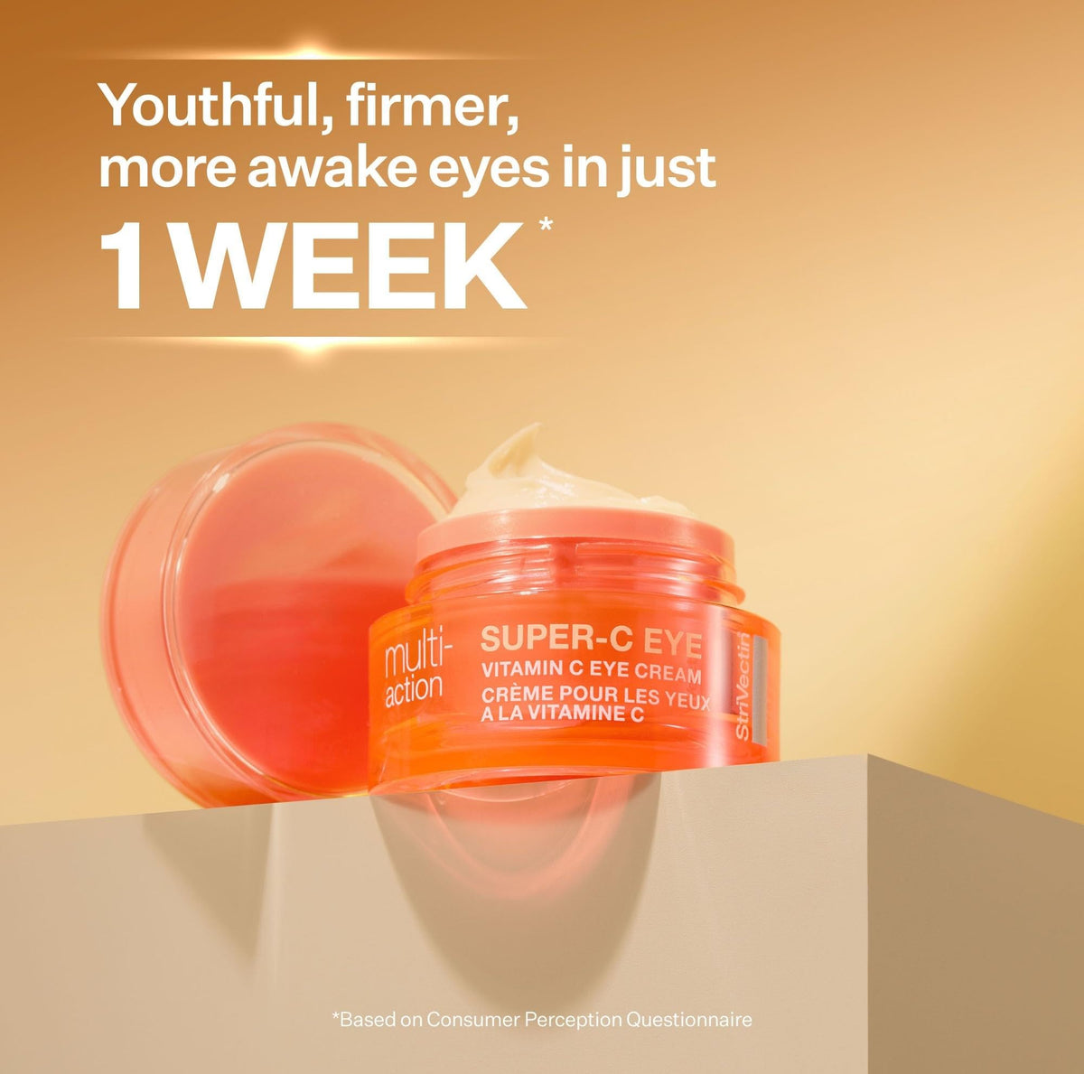 StriVectin jar open to show creamy texture and moisturizing benefit