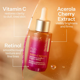 Close-up of StriVectin serum texture on skin, showing lightweight fast-absorbing finish