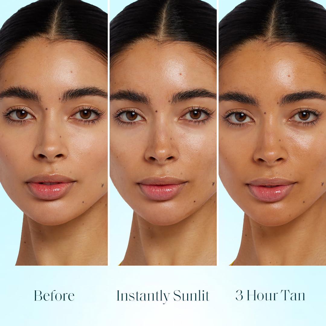St.Tropez before and after one hour showing developing natural tan