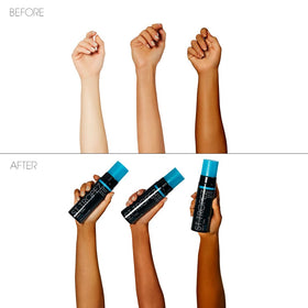 St.Tropez mousse applied with mitt demonstrating streak-free coverage