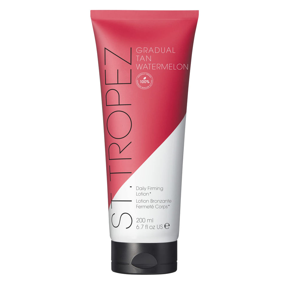 St.Tropez front packaging showing watermelon lotion and quick-absorb benefit