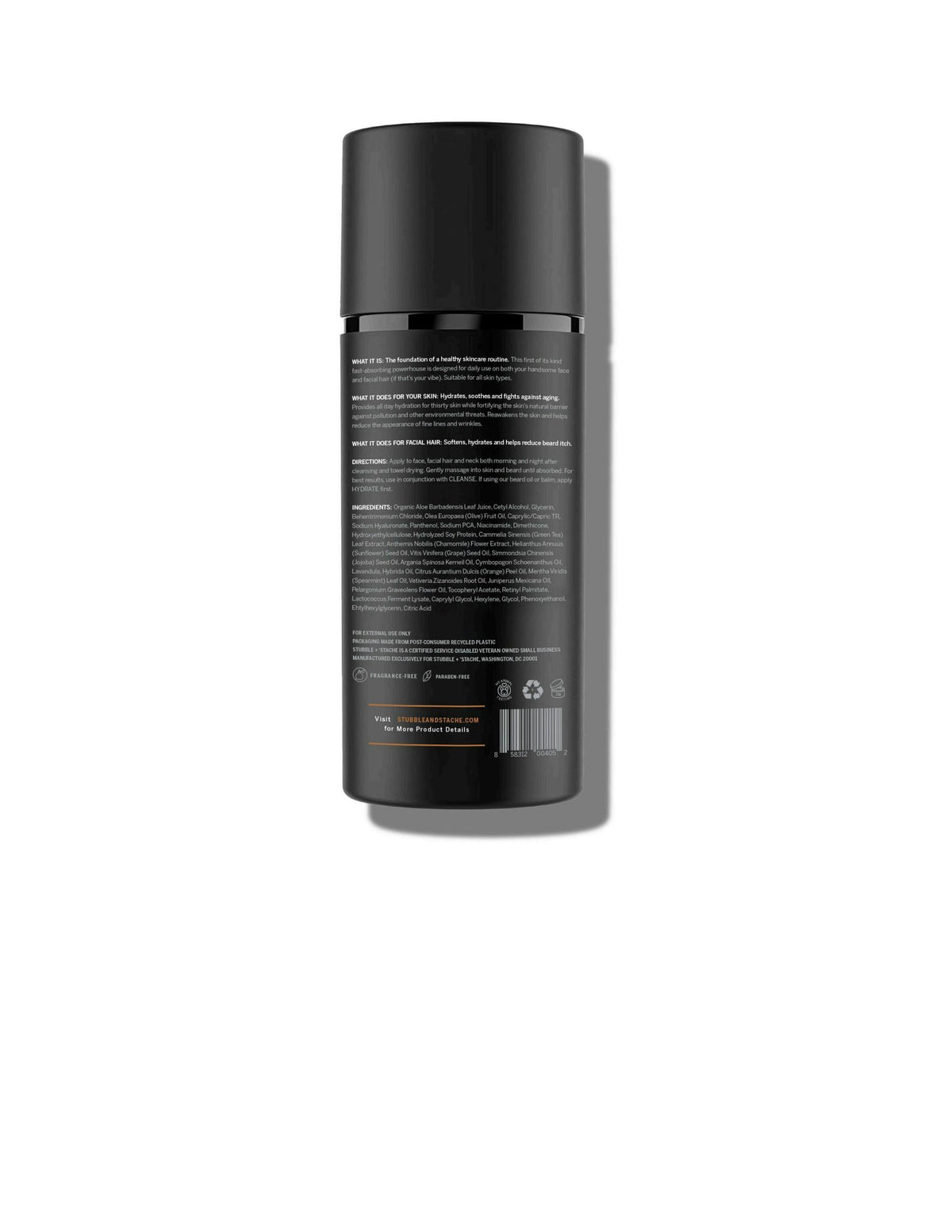 stubble & stache bottle staged in bathroom showing easy integration into routine