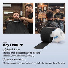 STUDIO LIMITED strip applied around client's neck showing hygienic barrier benefit