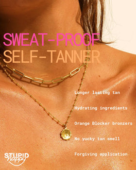 Stupid Happy packed in travel bag ready for on-the-go tanning