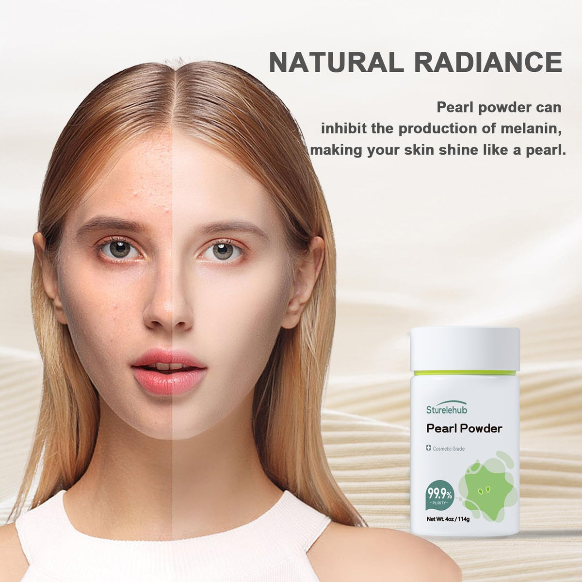 Sturelehub mixing pearl powder into a bowl mask demonstrating easy use