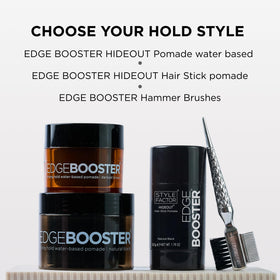 Style Factor Hideout styled glossy bun demonstrating high-shine, frizz-free finish