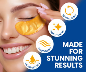 Stylia patch applied under eye illustrating instant de-puffing effect