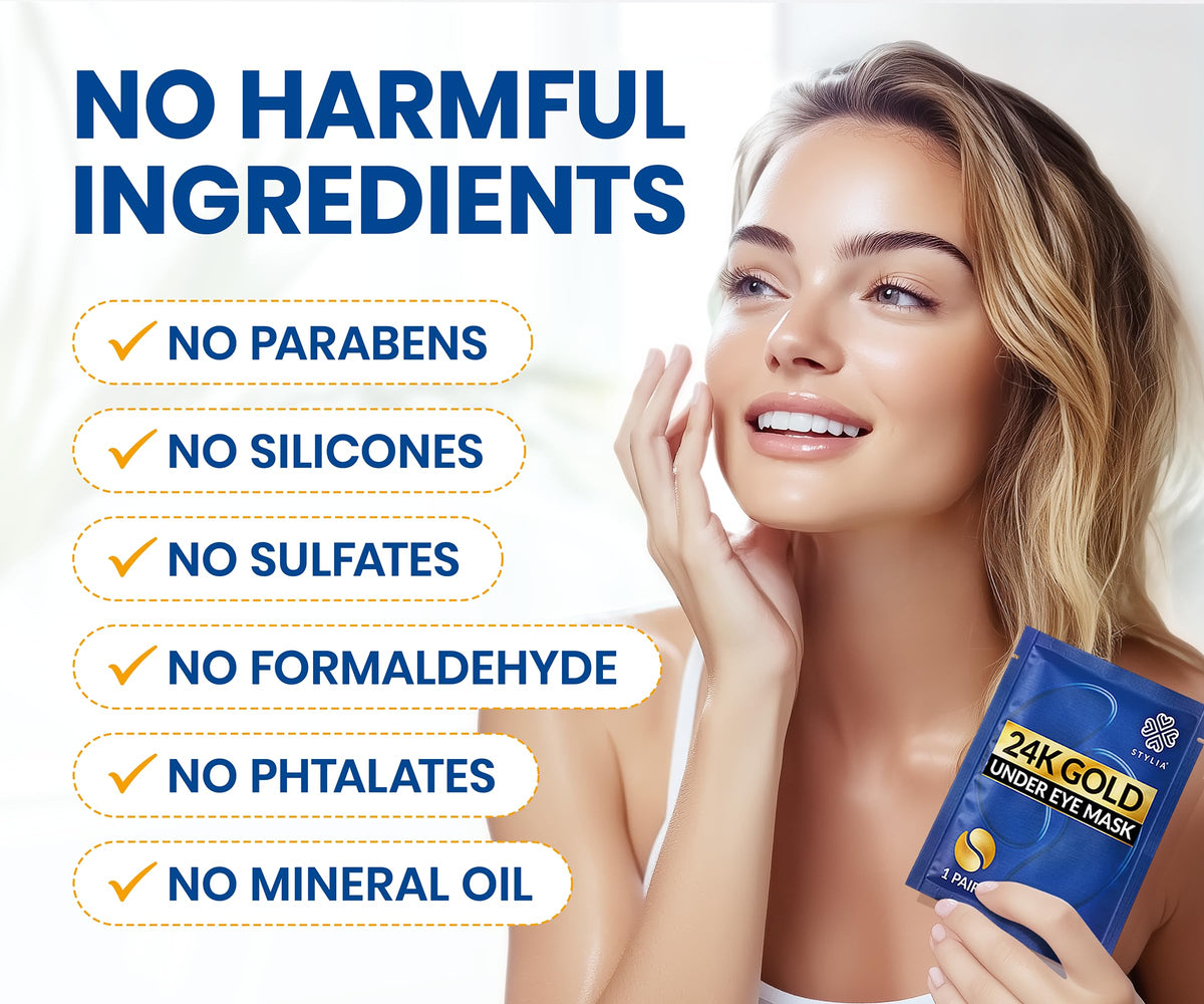 Stylia ingredients flatlay with gold accents showing active components