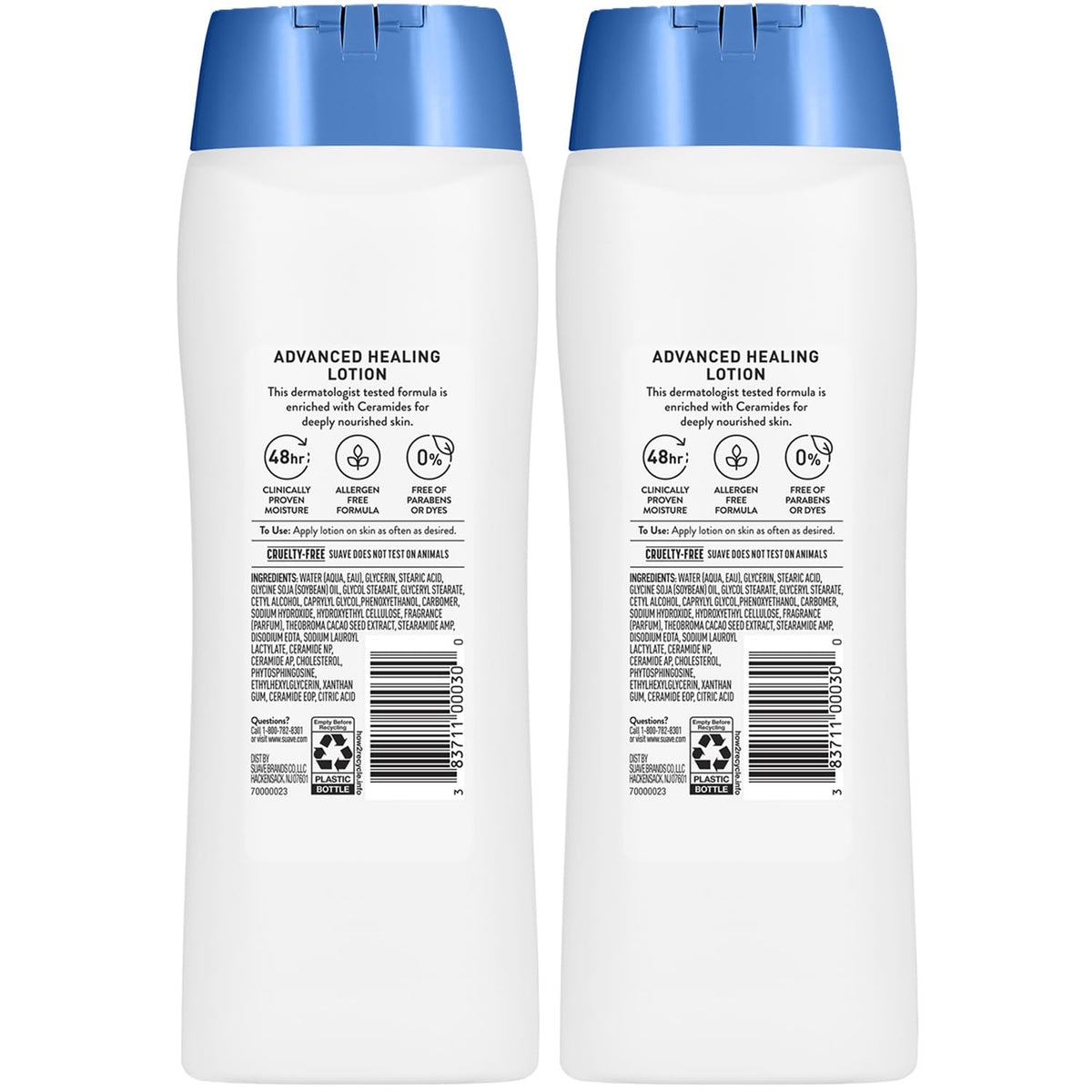 Suave two-bottle value pack demonstrating value and travel-ready supply