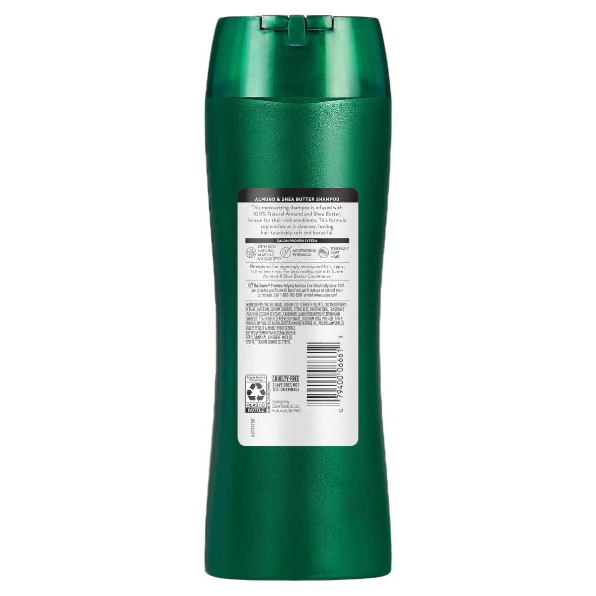 Suave bottle beside ruler showing 12.6 fl oz size