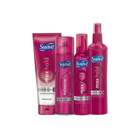 Applying Suave gel on hands to show amount control and quick styling benefit