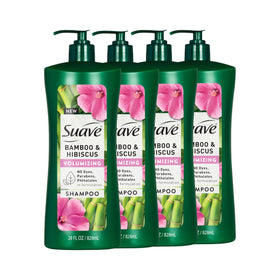 Suave bamboo and hibiscus front packaging showing product benefits