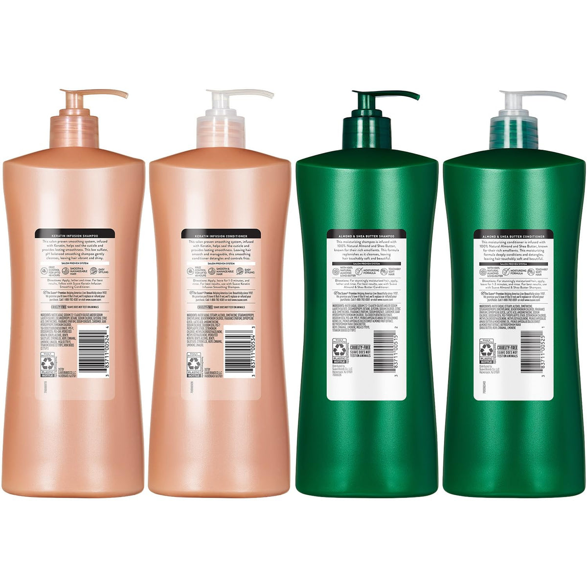 Suave bottles styled on bathroom shelf showing lifestyle storage and aesthetic appeal