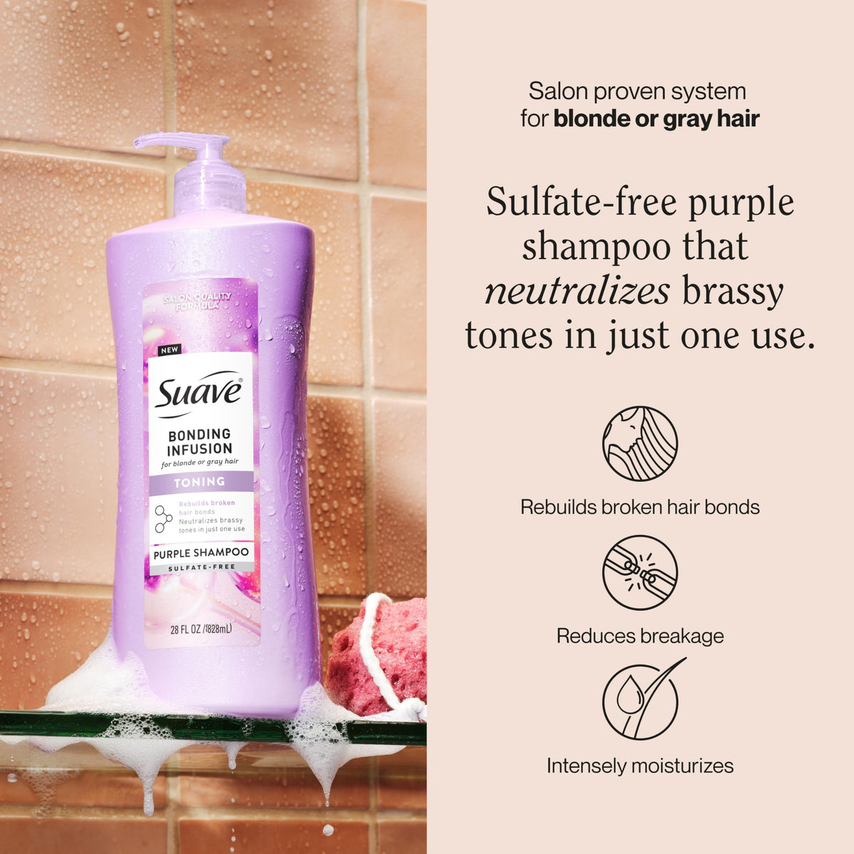 Suave pump top closeup for easy dispensing and convenient use