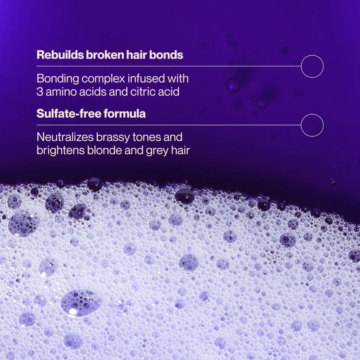 Suave purple shampoo lather texture demonstrating toning action