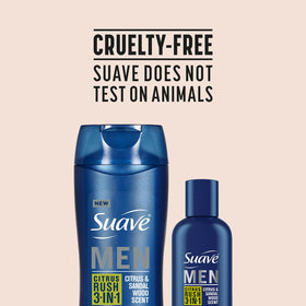 Suave Citrus Rush bottles in hand for size comparison, confirms practical full-size volume