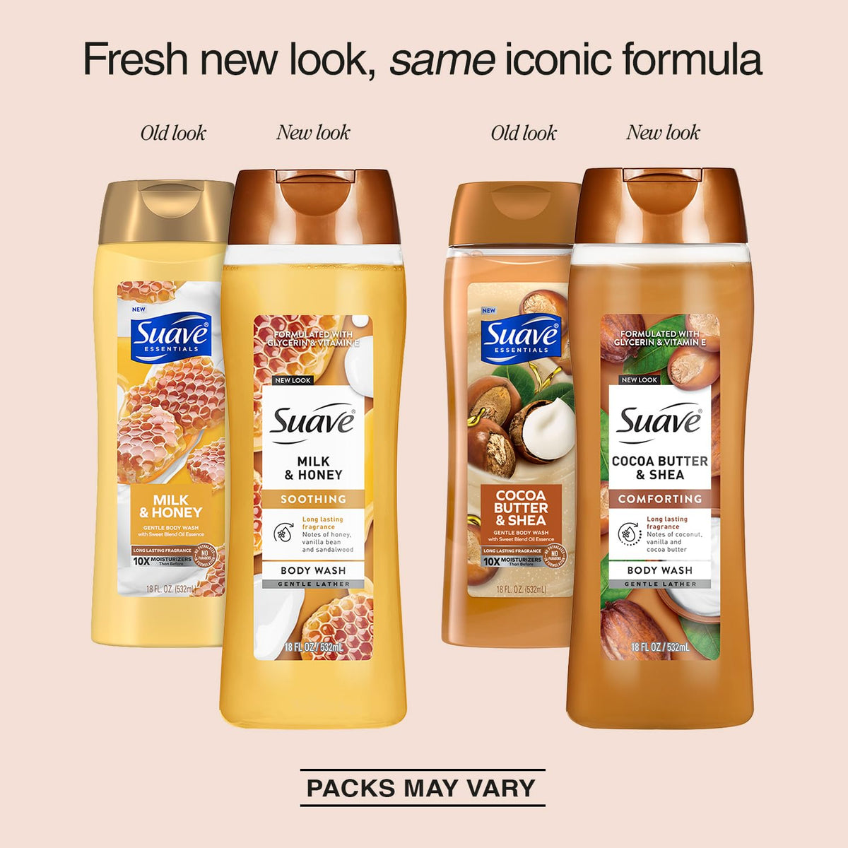Suave pump and nozzle detail highlighting easy dispensing benefit