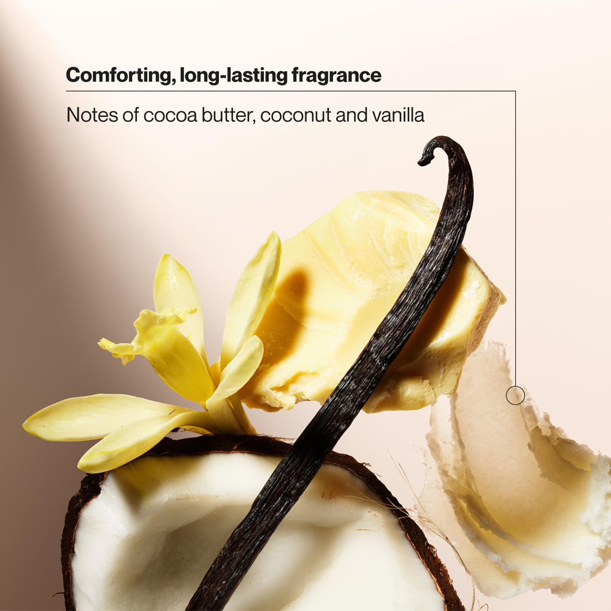 Open cap of Suave bottle revealing product and inviting cocoa vanilla aroma