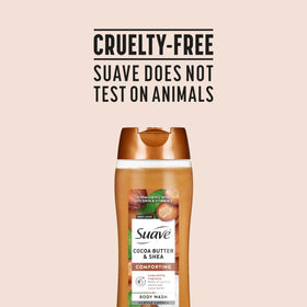 Label closeup of Suave showing paraben-free, phthalate-free claims and benefits