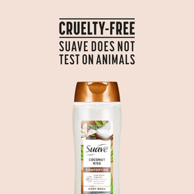 Suave ingredients highlight with aloe and vitamin E emphasizing hydration