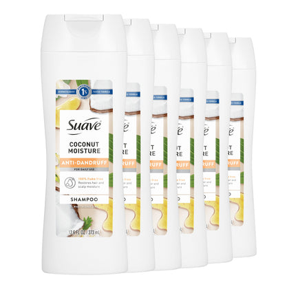 Suave front packaging showing coconut moisture shampoo and clear benefits