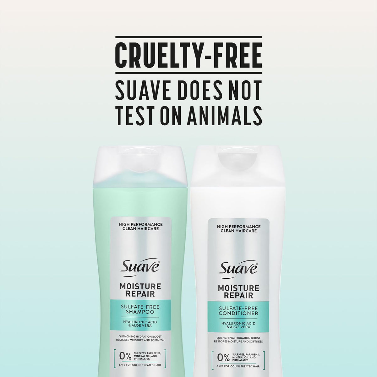 Before and after color-treated hair using Suave for healthier look
