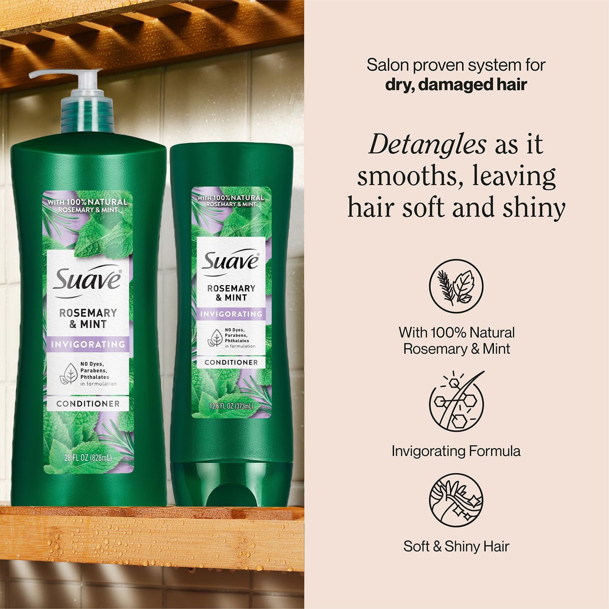 Suave two-size bundle comparison highlighting convenience and value