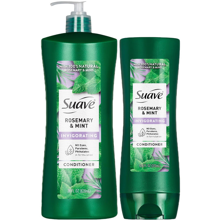 Suave front packaging rosemary & mint conditioner showing bottle benefit