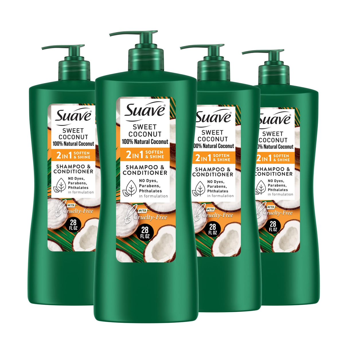 Suave front bottle showing label and size for easy identification and value