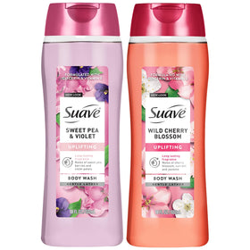 Suave front packaging two-pack showing bottles and floral artwork for variety set