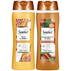 Suave front packaging showing both bottles and moisturizing benefit