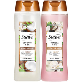 Suave front packaging showing both scents and benefit of moisturizers