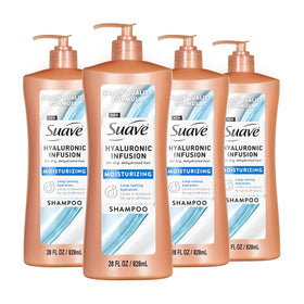 Suave hyaluronic infusion front packaging showing 28 oz pump benefits hydration