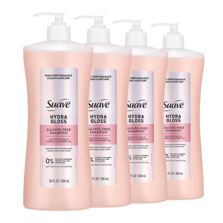 Suave bottle front packaging showing label and glossy benefits