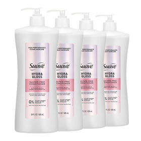Suave front packaging showing Hydra Gloss conditioner and glossy finish benefit