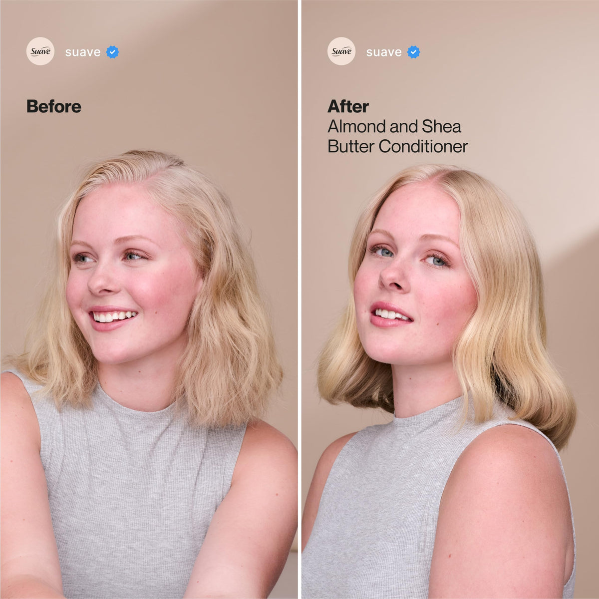 Suave almond and shea butter ingredients highlighting natural nourishment