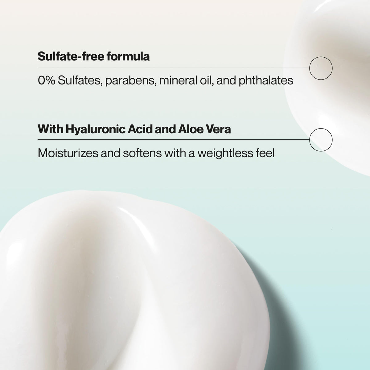 Suave hyaluronic acid and aloe vera ingredients highlighting hydration