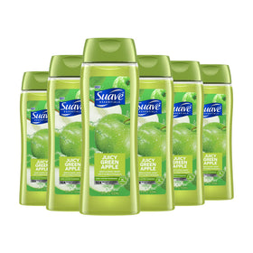 Suave front packaging showing juicy green apple scent and 18 oz size benefits