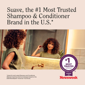 Suave keratin infusion collection lineup showing shampoo, conditioner, and leave-in for full routine