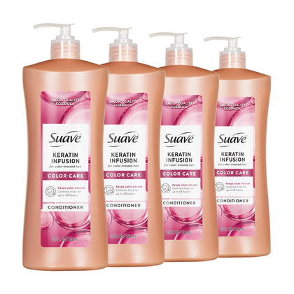 Suave keratin infusion front packaging showing large pump bottle and product name for easy identification