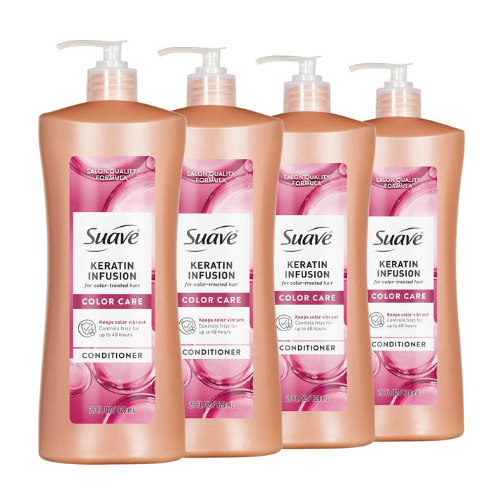 Suave keratin infusion front packaging showing large pump bottle and product name for easy identification