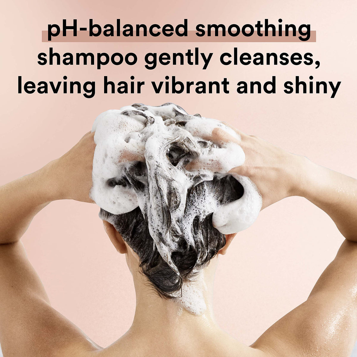 Model with smooth, frizz-controlled hair after using Suave for silky finish