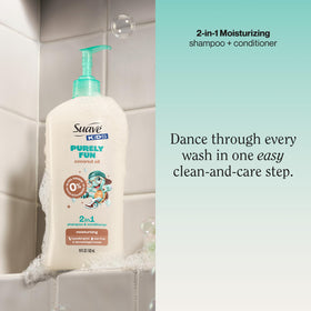 Suave Kids coconut oil formula pouring to show texture and moisturizing benefit
