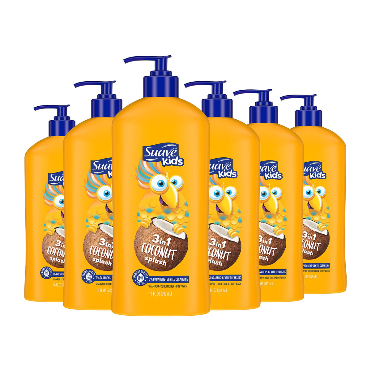 suave front packaging showing Coconut Splash and kid-friendly design