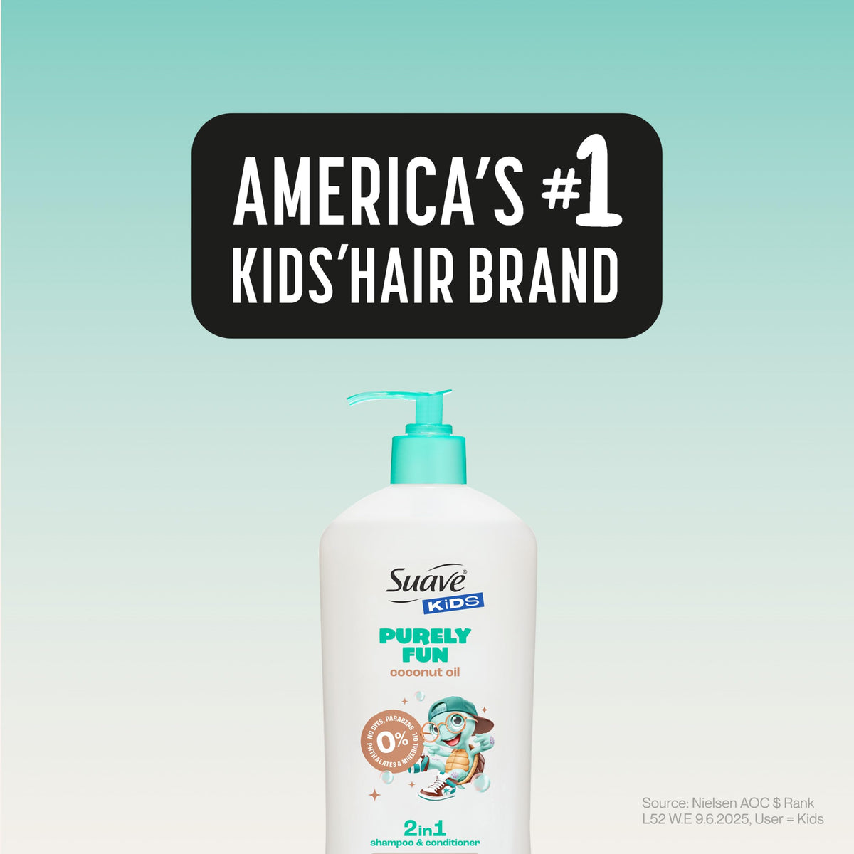 Suave family bath time scene illustrating playful, safe hair care